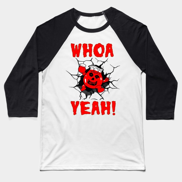 Ghoul Aid - Whoa Yeah! Crimson Ghost Mashup Red Baseball T-Shirt by Controlled Chaos